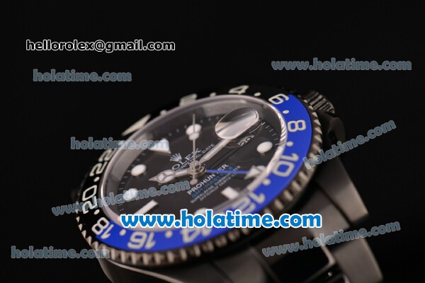 Rolex GMT Master Pro Hunter Rolex 3186 Automatic Full PVD with Black/Blue Bezel and White Markers (BP) - 1:1 Original - Click Image to Close